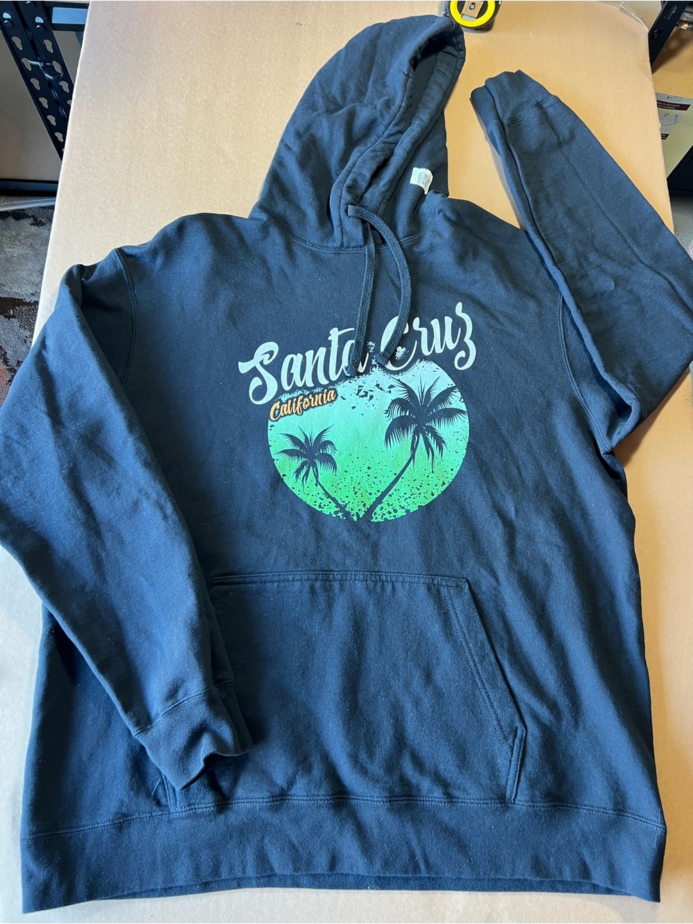 Santa Cruz Black Pullover Hoodie with Green Palm Graphic